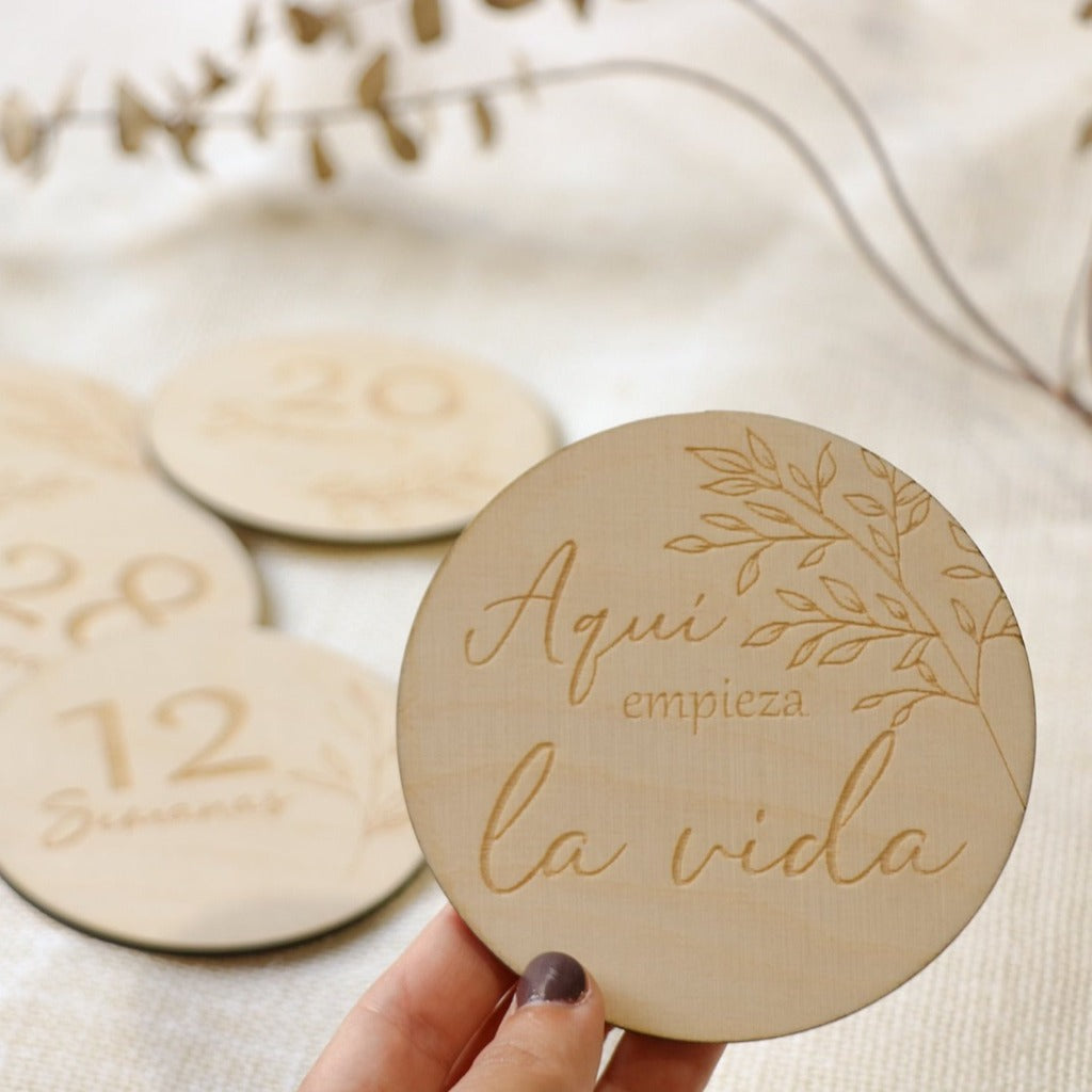 Placas de madera para celebrar la vida